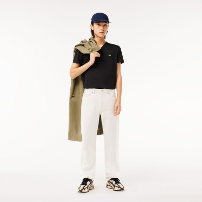 T-shirt col V en jersey de coton pima uni